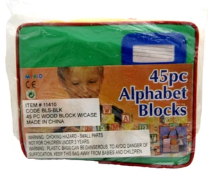 New My Kids 45pc Alphabet Wooden Blocks Item No: 8204 With Carrying Case Sealed - Picture 1 of 7