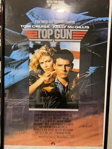 TOP GUN (1986) ORIGINAL MOVIE POSTER - VERY RARE ALL 7 CAST MEMBERS AUTOGRAPH - Picture 1 of 10