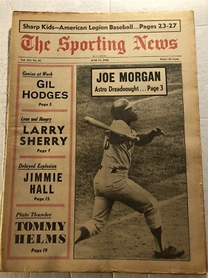 1966 Sporting News HOUSTON Astros JOE MORGAN Cincinnati REDS ASTRO DREADNOUGHT - Image 1 of 2