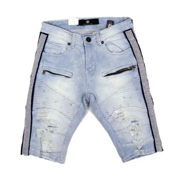 Pantalones Cortos Para Hombre Focus Azul/Plateado Piedra Rayas Moto Destruidos Talla 34 ¡Nuevos! Foto 1 de 1