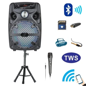 Portable 8” Bluetooth Speaker Subwoofer Heavy Bass Party DJ System Mic AUX FM - Picture 1 of 9