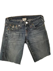 Pantaloncini corti jeans True Religion donna taglia 26 blu denim taglio joey - Foto 1 di 11