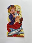 Girl Flight Attendant  Vintage  Valentine Card