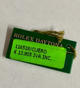 ROLEX Green Tag Hangtag Cosmograph Daytona 116518 Leather Strap Yellow Gold OEM - Picture 1 of 3