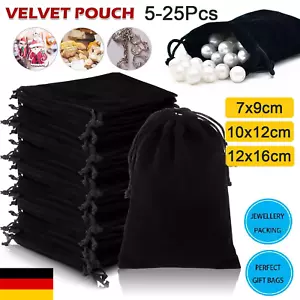 5-25 Stk Samt Schmuckbeutel Kordelzug Geschenktüten Weihnachten Hochzeit Schwarz - Bild 1 von 19