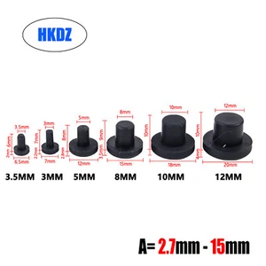 Round Solid Silicone Rubber Seal Hole Plugs Blanking End Caps Black 2.7mm - 15mm - Picture 1 of 8