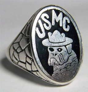 DELUXEUS MARINES BULLDOGGE BIKER RING #BR47R HERREN DAMEN Schmuck SILBER - Bild 1 von 1