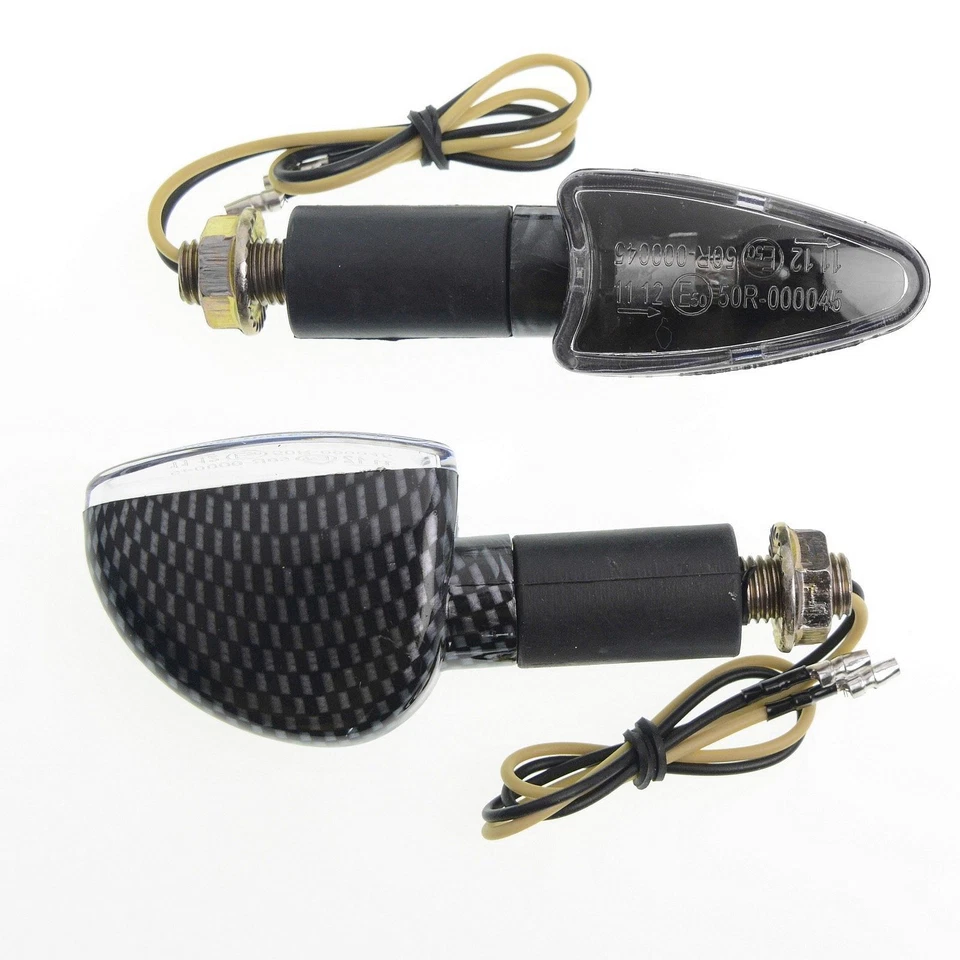 Coppia Indicatori Direzione Frecce Moto Universali Sport Naked Scooter  Carbonio - Imagen 1 de 1