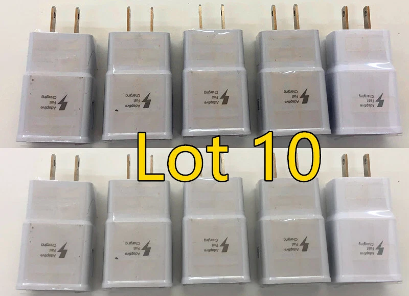 10Pk Adaptive Fast Charging Wall Charger For OEM Samsung Galaxy s7 S8 S9+ Note 8 - Image 1 of 3