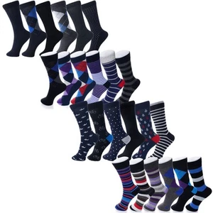 Alpine Swiss Mens Cotton 24 Pack Dress Socks Solid Ribbed Argyle Shoe Size 6-12 - Picture 1 of 46