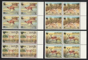 Bahrain WWF Goitered Gazelle Blocks of 4 1993 MNH Sc#408-411 SG#485-488 - Picture 1 of 1