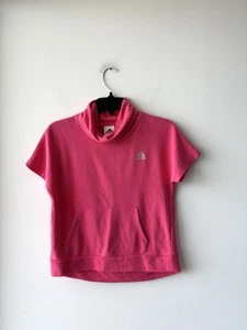 Adidas Girls French Terry Funnel Neck Short Sleeve Pullover Pink Youth Size 14 - Picture 1 of 8