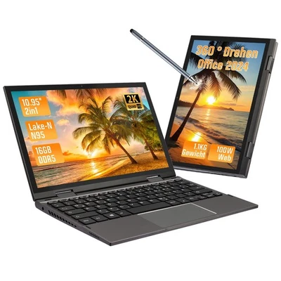 LONGEVENCE 10,95 Zoll Celeron N95 zwei und ein Computer,  Win11,256G /512G SSD - Bild 1 von 4