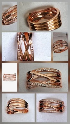 Traumhafter Zirkoniaring, Pandora-Art, Gr.58, 925 Silber, Rosevergoldet, NEU   - Bild 1 von 4