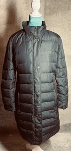 J. Jill Damen schwarzer langer gefütterter Daunenmantel Gr. M warme gesteppte Winterjacke - Bild 1 von 10