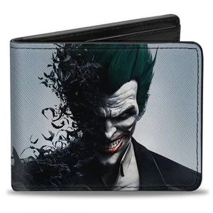 Batman Arkham Origins Joker Face Bats Bi-fold Wallet - Picture 1 of 3