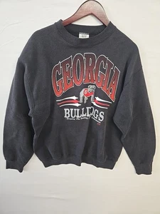 Vintage University Of Georgia Bulldogs Black Sweater Size Large Made In USA - Picture 1 of 11