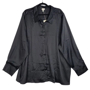 A New Day Bluse Damen 4X schwarz seidig Knopfleiste weich Büro Neu mit Etikett - Bild 1 von 9