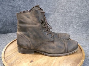 Allsaints Combat Cap Toe Stiefel Herren Größe 10 EU 44 Braun Leder Schnürung Reißverschluss - Bild 1 von 13