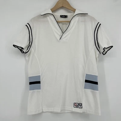 Polo vintage Dolce Gabbana D&G para mujer talla XL tenis preppy blanco Y2K Foto 1 de 4