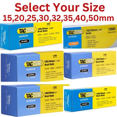 Tacwise 18G Galvanised Brad Nails 15,25,30,40,50mm For Air Nail Gun Woodworking - Image 1 of 4