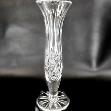 Antique sak German Crystal 7" Vase Pinwheel Footed Cut and Etched Signed Kusak