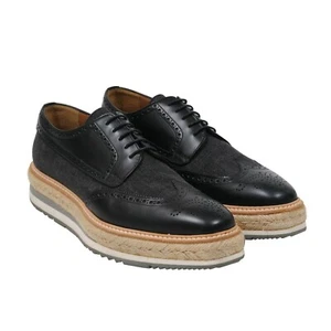 Prada Herren Budapester Plateau Espadrille Halbschuhe US 9,5 UK 8,5 Blau Denim Leder - Bild 1 von 8