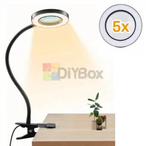 Desk Magnifier Magnifying Glass Clamp Magnifier w/ LED Light for Reading repair - Picture 1 of 13