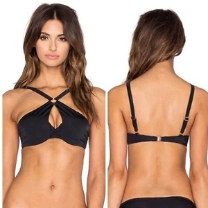 L'Agent by Agent Provocateur Adrina Bikini Top XS Black Gold Underwired NWT - Picture 1 of 11