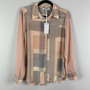 Rose + Olive Button Shirt Size Medium Multicolor Print Long Sleeves Collared - Picture 1 of 10