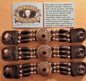 3 authentische Büffelhorn Perlen Weste Extender mit schönem Southwestern Concho! - Bild 1 von 7