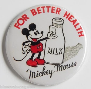 Mickey Mouse IMÁN NEVERA DE LECHE (2,25 pulgadas) letrero tapa botella anuncio - Imagen 1 de 3