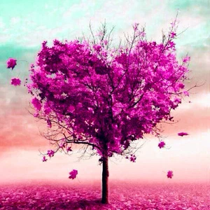 Tabella Aghi Artigianato Fai da Te Modello Punto Croce Contato - Albero Cuore Rosa - Foto 1 di 5