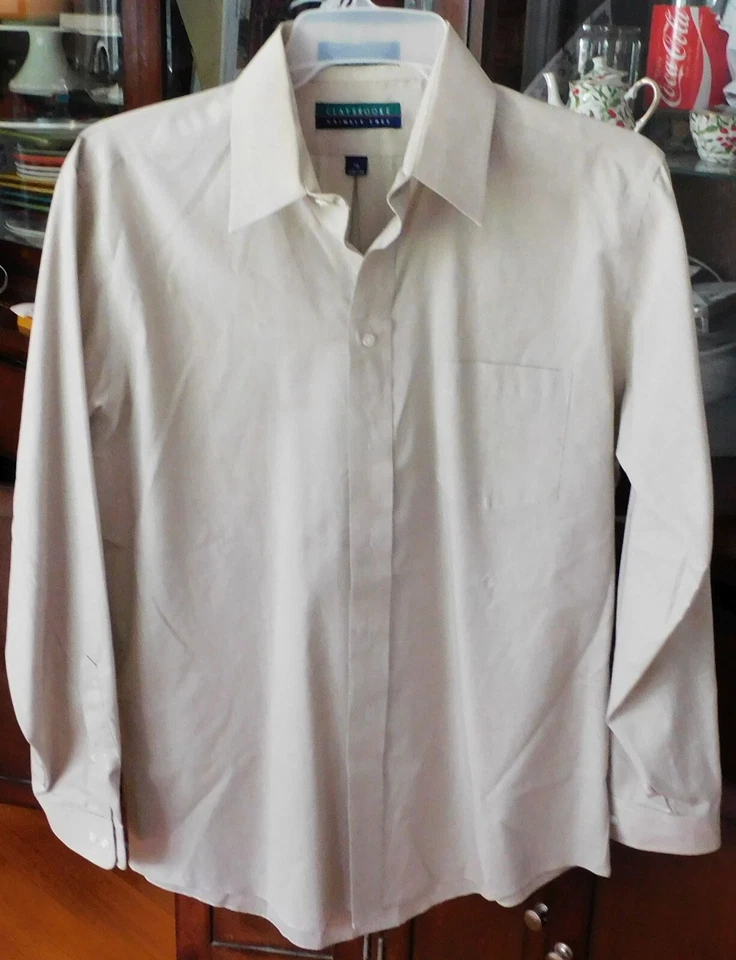 Claybrooke Men's Dress Shirt, Wrinkle Free, 34/35-16, Off-white Light Beige - Image 1 of 4