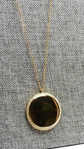 A88) Vince Camuta Bonito Colgante Disco Tono Dorado con Cristales Cadena 34" - Imagen 1 de 7