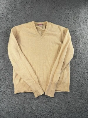 Suéter Jaeger Vintage Hombre Grande Lana Cuello en V Amarillo Mantequilla Manga Larga Foto 1 de 4