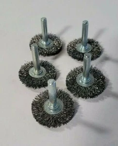 Lot of 5 Wire Brush Wheels 1/4" Shank DISSTON 1.5" Diameter 6000 RPM Germany - Picture 1 of 3