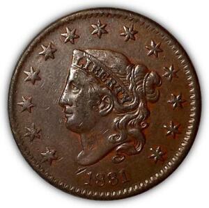 1831 N-7 Large Letters Coronet Head Large Cent Extremely Fine XF+/AU Coin #6833