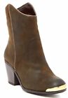 Fergie Chambers Western Bootie Women's Metal Toe Suede Ankle Boot Olive Size 8.5