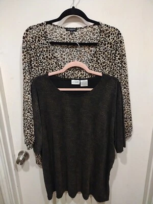 Lote de 2 Prendas para el torso informales Slinky Feel Animal Print Carrera Talla 2X-Notaciones Liz Baker Foto 1 de 4