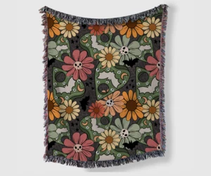 OUIJA PLANCHETTES AND BATS | WOVEN THROW BLANKET - Picture 1 of 4