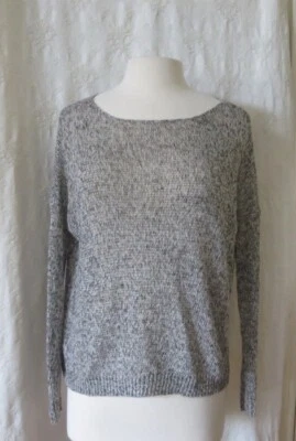 Suéter Top Pequeño Theory Tejido Lino Cuello Redondo Negro Blanco Manga Larga Foto 1 de 4