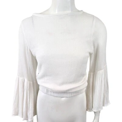 Blusa corta Jens Pirate Booty Revolve gasa manga campana para mujer P S 2 4 blanca Foto 1 de 4