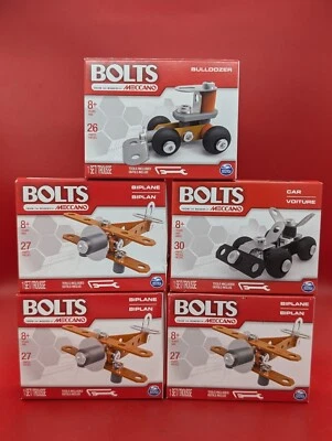 LOTE DE 5 PERNOS NIP MECANO JUGUETES DE CONSTRUCCIÓN BULLDOZER, COCHE, BIPLANO Foto 1 de 4