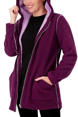 Susan Graver Weekend Reversible Fleece & Sherpa Coat Purple/Lilac - Image 1 of 2