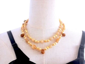 2 strands gold baroque freshwater pearl Citrine cherry quartz necklace 18"-20" - Imagen 1 de 8
