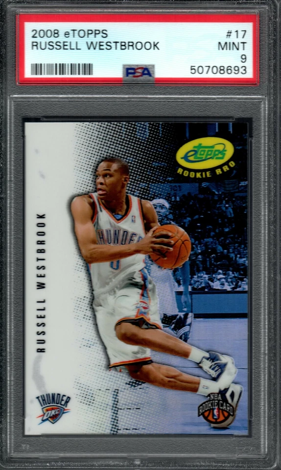RUSSELL WESTBROOK ROOKIE 2008 eTOPPS #17 Graded PSA 9 MINT OKC Thunder #/699 - Image 1 of 1