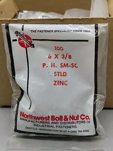 100ct Beutel 6 x 3/8" P.H. SM-SC Zinkschlitzschrauben - 10x100ct Beutel = 1000 Stück - Bild 1 von 4