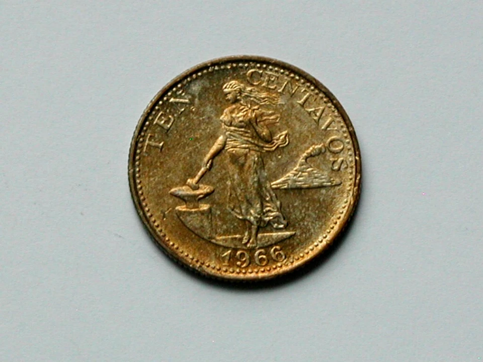 Philippines 1966 10 CENTAVOS Coin AU+ Premium Toned with Natural Golden Color - Image 1 of 2