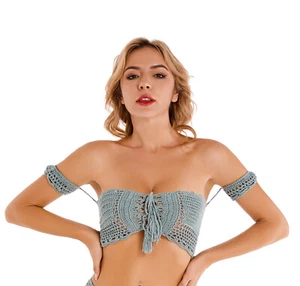 Handgehäkeltes Strand Bikini Oberteil Ekstatisches Tanz Oberteil Damen Quasten Boho Bademode Oberteil - Bild 1 von 10